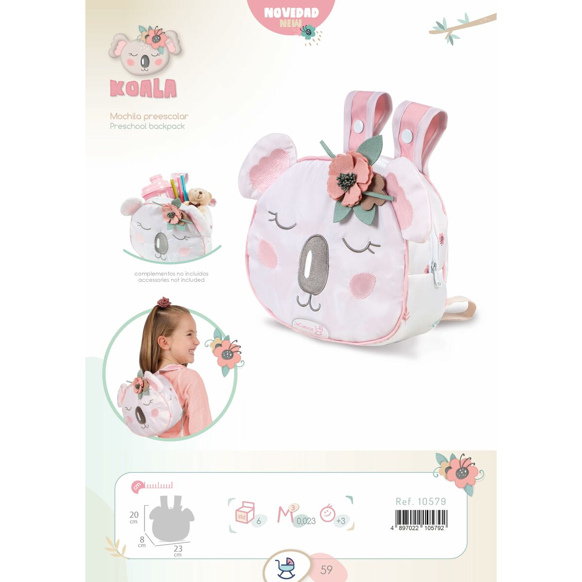 Skolebag Decuevas Koala 20 x 8 x 23 cm